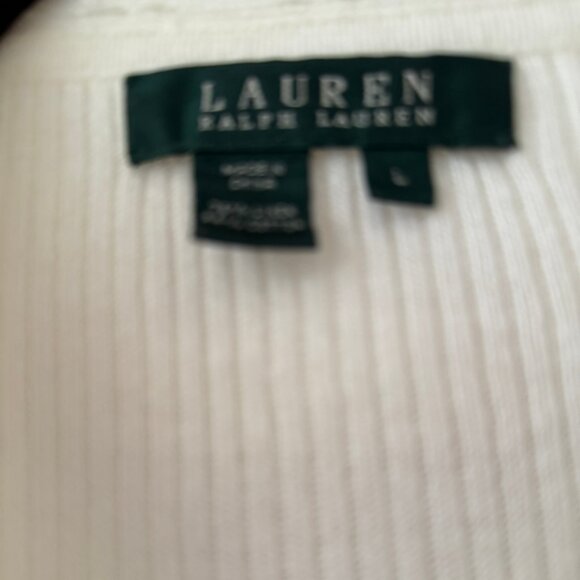 Exquisite Ralph Lauren White Double Ruffled Sweater - Natural Fiber (Large) - Picture 3 of 4